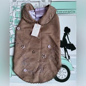 NWT Oscar Newman Luxury Pet Couture Brown Faux Suede Jacket, Large